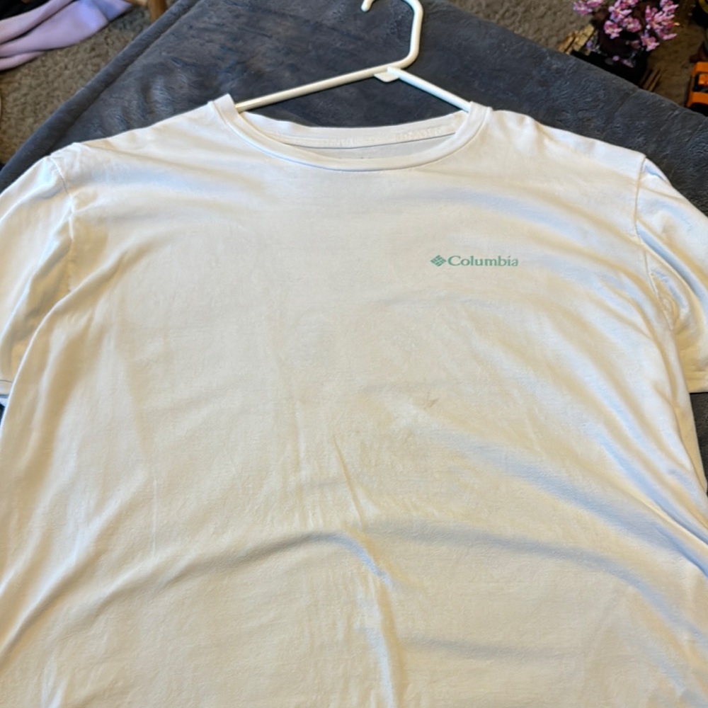 Columbia White Tee with Green Logo